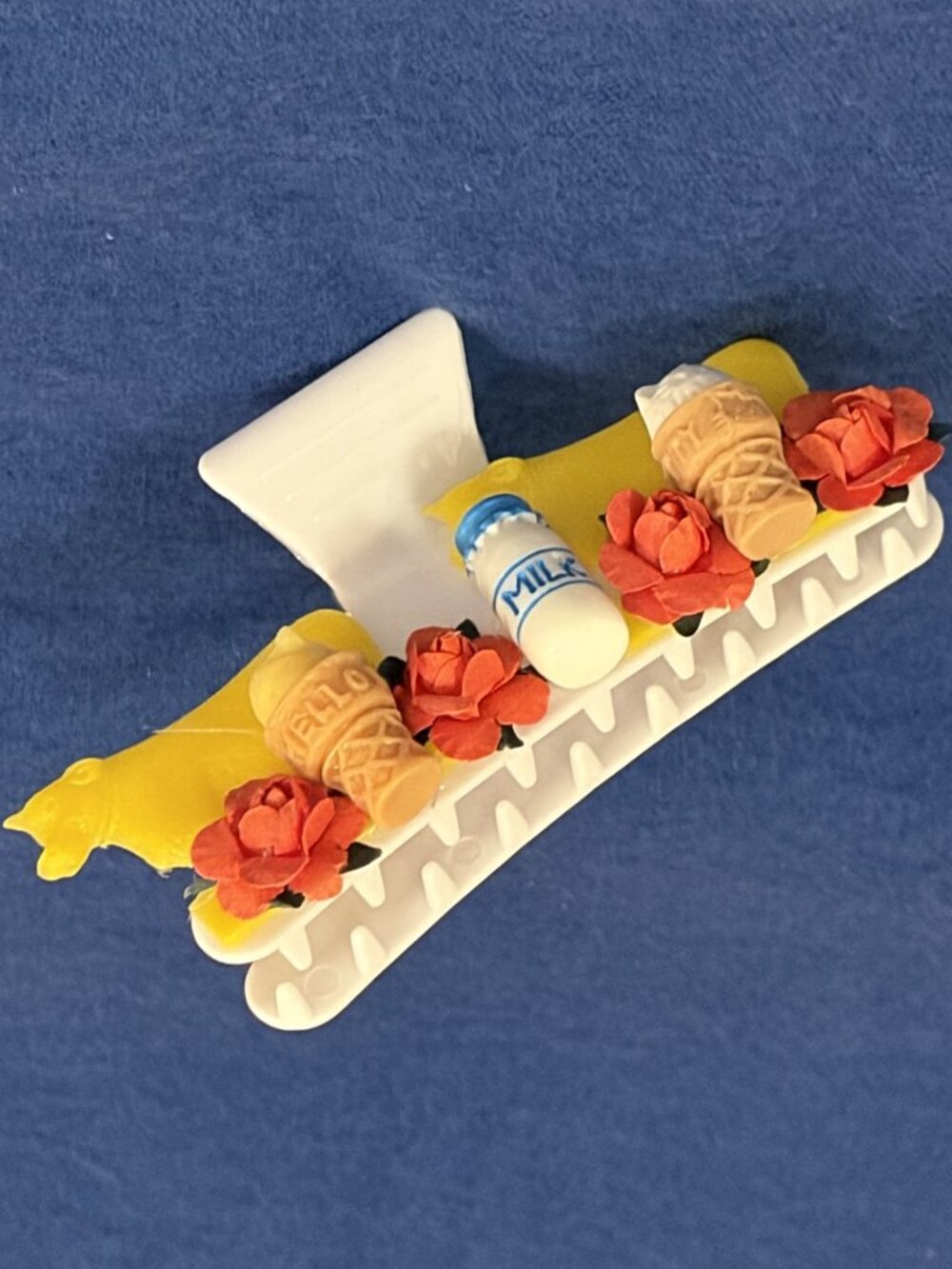 Cow, Milk, Ice Cream, Roses on a Hair Clip